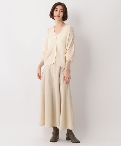 A part by（アパートバイ）の「9GアゼVネックカーディガン_長袖　353631（カーディガン/ボレロ・レディース・ブラック/オフホワイト/カーキ/イエロー・FREE）」の17枚目の写真