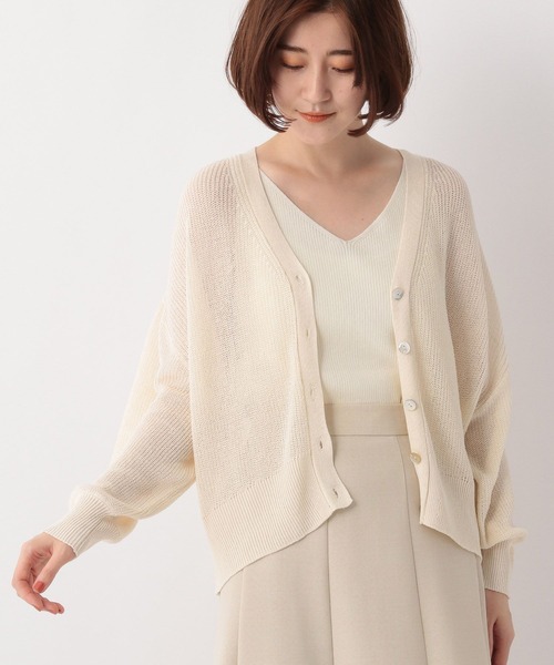 A part by（アパートバイ）の「9GアゼVネックカーディガン_長袖　353631（カーディガン/ボレロ・レディース・ブラック/オフホワイト/カーキ/イエロー・FREE）」の8枚目の写真