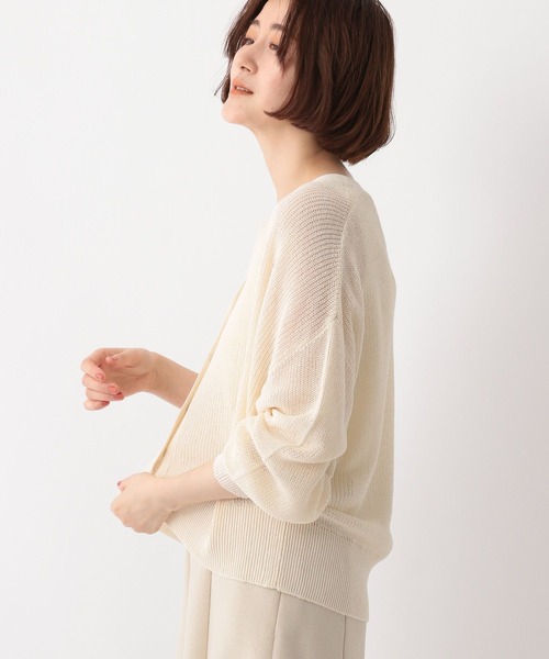 A part by（アパートバイ）の「9GアゼVネックカーディガン_長袖　353631（カーディガン/ボレロ・レディース・ブラック/オフホワイト/カーキ/イエロー・FREE）」の5枚目の写真