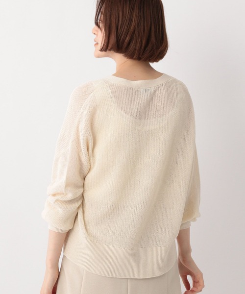 A part by（アパートバイ）の「9GアゼVネックカーディガン_長袖　353631（カーディガン/ボレロ・レディース・ブラック/オフホワイト/カーキ/イエロー・FREE）」の11枚目の写真