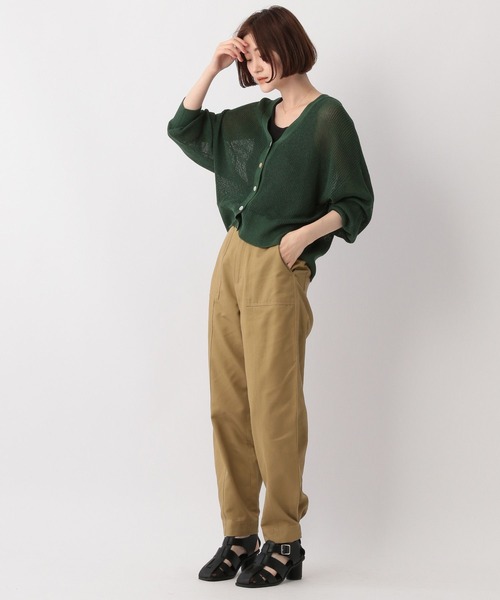 A part by（アパートバイ）の「9GアゼVネックカーディガン_長袖　353631（カーディガン/ボレロ・レディース・ブラック/オフホワイト/カーキ/イエロー・FREE）」の6枚目の写真