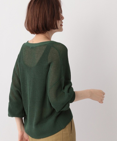 A part by（アパートバイ）の「9GアゼVネックカーディガン_長袖　353631（カーディガン/ボレロ・レディース・ブラック/オフホワイト/カーキ/イエロー・FREE）」の12枚目の写真