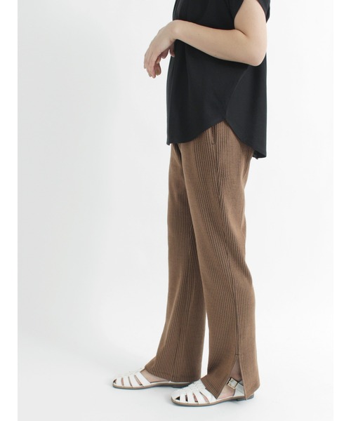 Lugnoncure（ルノンキュール）の「ストライプカットリブパンツ（その他パンツ・レディース・ブラウン/ベージュ/ブラック・ﾌﾘ-）」の3枚目の写真