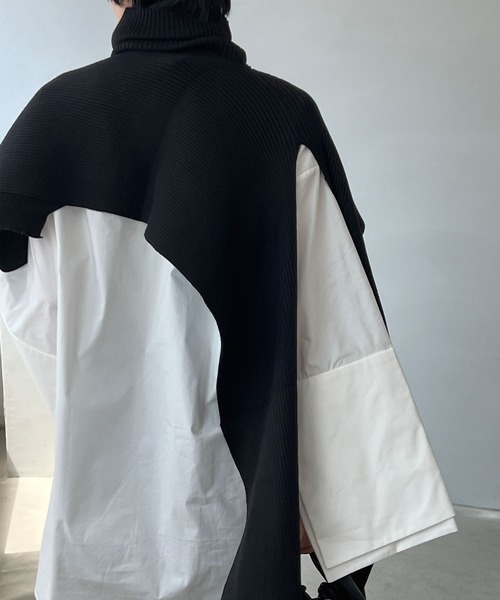 chuclla(チュクラ)の「ストール ニット レイヤードプルオーバー chw22a054(ニット/セーター・レディース・グレー/ブラック/ホワイト/ブルー・FREE)」の7枚目の写真