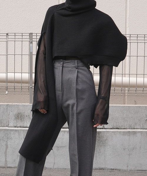 chuclla(チュクラ)の「ストール ニット レイヤードプルオーバー chw22a054(ニット/セーター・レディース・グレー/ブラック/ホワイト/ブルー・FREE)」の12枚目の写真