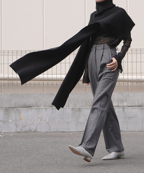 chuclla(チュクラ)の「ストール ニット レイヤードプルオーバー chw22a054(ニット/セーター・レディース・グレー/ブラック/ホワイト/ブルー・FREE)」の15枚目の写真