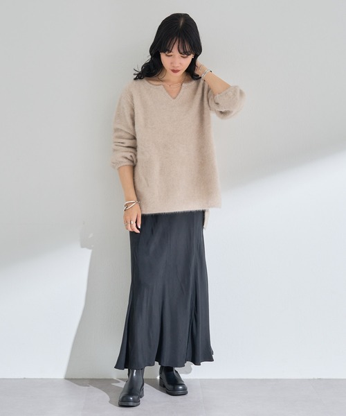 SHENERY（シーナリー）の「フィブリルフレアマキシスカート（スカート・レディース・ブラック/グレー・38/36）」の3枚目の写真