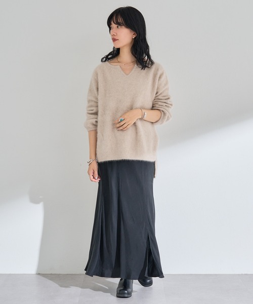 SHENERY（シーナリー）の「フィブリルフレアマキシスカート（スカート・レディース・ブラック/グレー・38/36）」の13枚目の写真