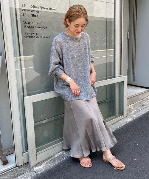 SHENERY（シーナリー）の「フィブリルフレアマキシスカート（スカート・レディース・ブラック/グレー・38/36）」の4枚目の写真