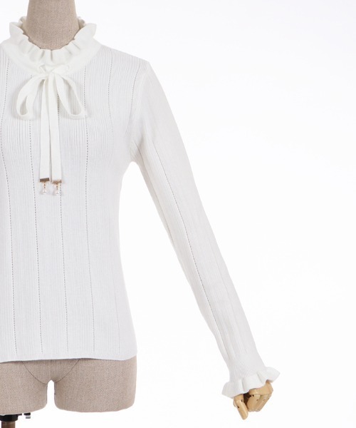 axes femme POETIQUE(アクシーズファムポエティック)の「リボンデザインニットプルオーバー(Tシャツ/カットソー・レディース・キナリ/ワイン/ブラック・MEDIUM)」の17枚目の写真