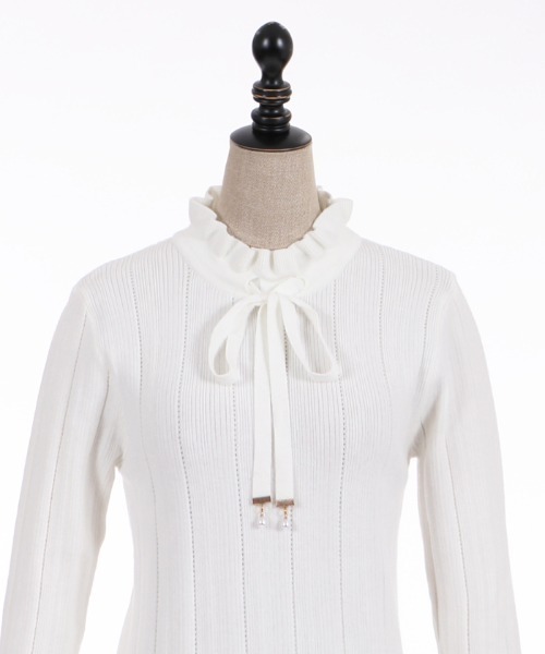 axes femme POETIQUE(アクシーズファムポエティック)の「リボンデザインニットプルオーバー(Tシャツ/カットソー・レディース・キナリ/ワイン/ブラック・MEDIUM)」の20枚目の写真