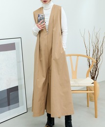 HANNE（アン）の「フロントタックVネックワイドロンパース（つなぎ/オールインワン）」