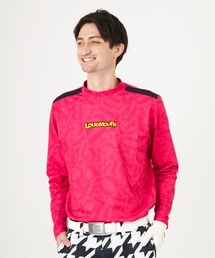 Loudmouth（ラウドマウス）の「LOUDMOUTH/ラウドマウス ゴルフウェア タイポグラフィック柄 裏起毛 スムース UVカット ストレッチ モックネック 長袖シャツ（Tシャツ/カットソー・メンズ）」