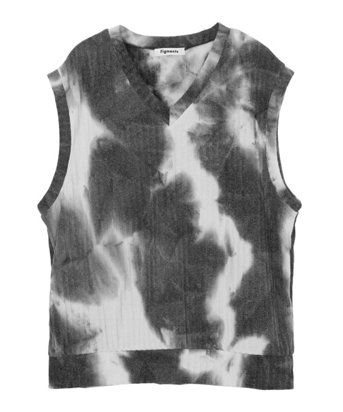 Figments（フィグメンツ）の「タイダイ柄ベスト（ベスト・レディース・グレー/オレンジ・FREE）」の8枚目の写真