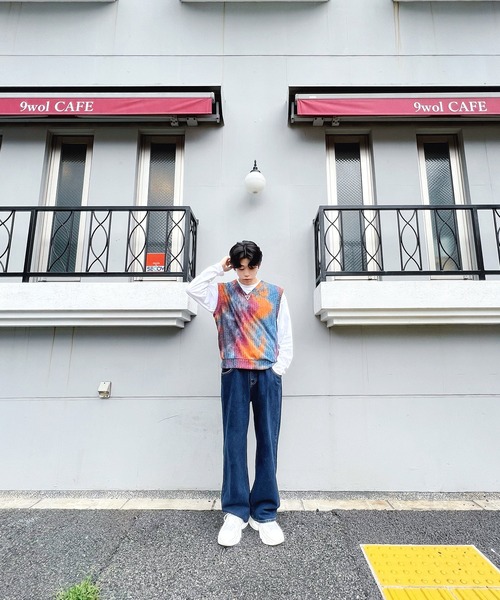 Figments（フィグメンツ）の「タイダイ柄ベスト（ベスト・レディース・グレー/オレンジ・FREE）」の11枚目の写真