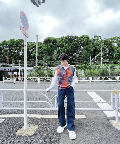 Figments（フィグメンツ）の「タイダイ柄ベスト（ベスト・レディース・グレー/オレンジ・FREE）」の10枚目の写真