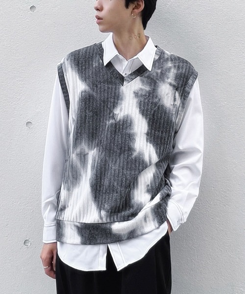 Figments（フィグメンツ）の「タイダイ柄ベスト（ベスト・レディース・グレー/オレンジ・FREE）」の16枚目の写真