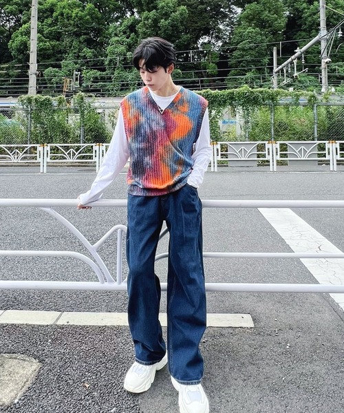 Figments（フィグメンツ）の「タイダイ柄ベスト（ベスト・レディース・グレー/オレンジ・FREE）」の18枚目の写真