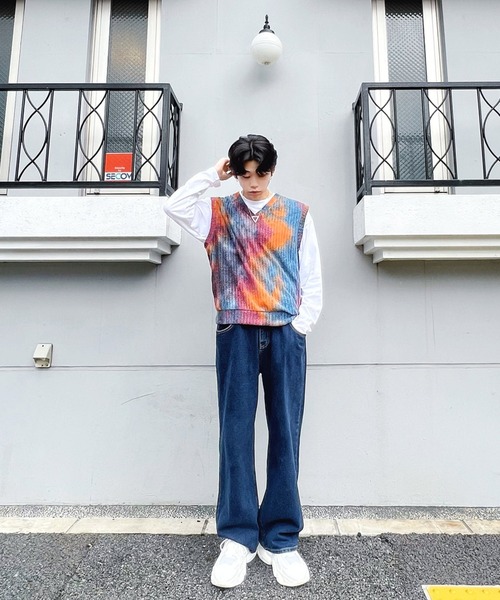 Figments（フィグメンツ）の「タイダイ柄ベスト（ベスト・レディース・グレー/オレンジ・FREE）」の19枚目の写真