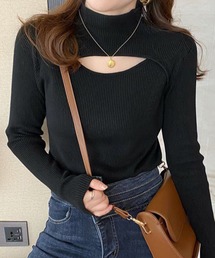 Doula Doula | デコルテオープンスリットリブニット(ニット/セーター)