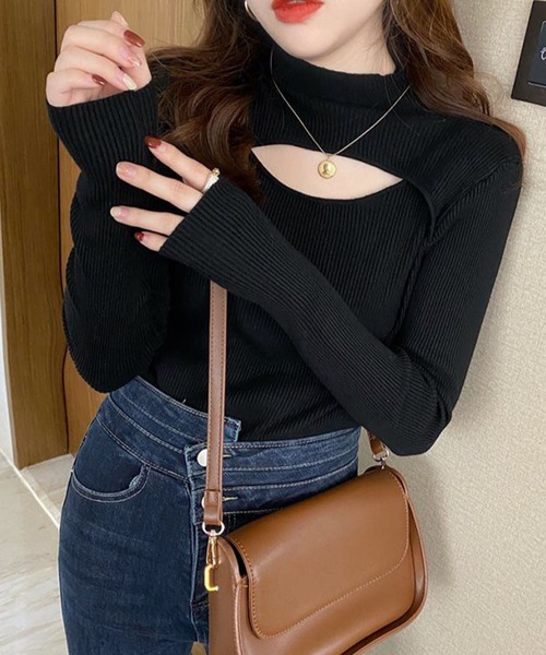 Doula Doula(ドゥーラドゥーラ)の「デコルテオープンスリットリブニット(ニット/セーター・レディース・ブラウン/ホワイト/カーキ/ベージュ/キャメル/ブラック・FREE)」の17枚目の写真