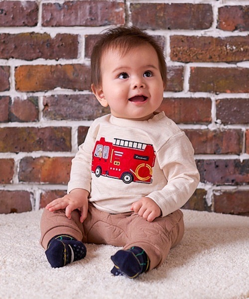 combimini（コンビミニ）の「Tシャツ（消防車）（Tシャツ/カットソー・キッズ・ブルー系その他/ライトベージュ・120/100/80/110/90/70）」の6枚目の写真