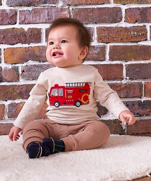 combimini（コンビミニ）の「Tシャツ（消防車）（Tシャツ/カットソー・キッズ・ブルー系その他/ライトベージュ・120/100/80/110/90/70）」の7枚目の写真