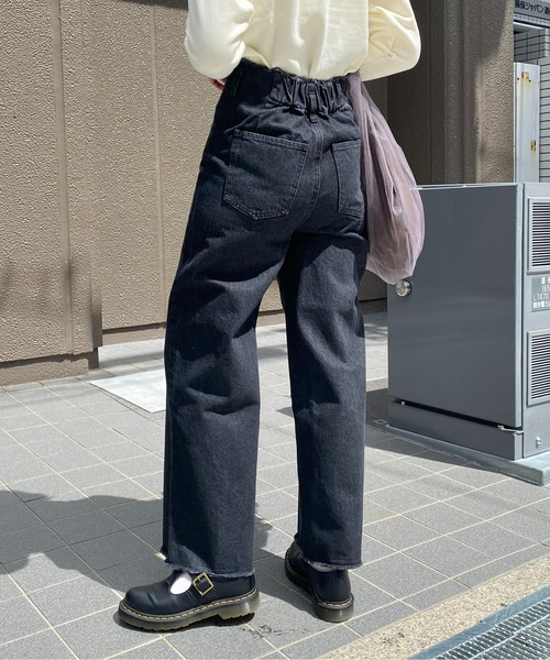 CPCM（シーピーシーエム）の「ピンタック×ハイウエストデニムワイドパンツ（デニムパンツ・レディース・ブラック/インディゴブルー/サックスブルー・FREE）」の12枚目の写真