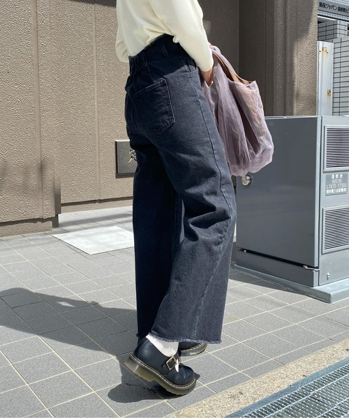 CPCM（シーピーシーエム）の「ピンタック×ハイウエストデニムワイドパンツ（デニムパンツ・レディース・ブラック/インディゴブルー/サックスブルー・FREE）」の9枚目の写真