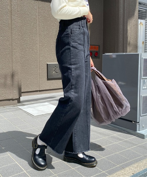 CPCM（シーピーシーエム）の「ピンタック×ハイウエストデニムワイドパンツ（デニムパンツ・レディース・ブラック/インディゴブルー/サックスブルー・FREE）」の7枚目の写真