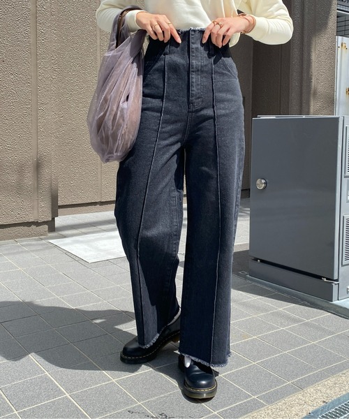 CPCM（シーピーシーエム）の「ピンタック×ハイウエストデニムワイドパンツ（デニムパンツ・レディース・ブラック/インディゴブルー/サックスブルー・FREE）」の22枚目の写真