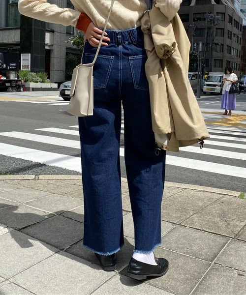 CPCM（シーピーシーエム）の「ピンタック×ハイウエストデニムワイドパンツ（デニムパンツ・レディース・ブラック/インディゴブルー/サックスブルー・FREE）」の5枚目の写真