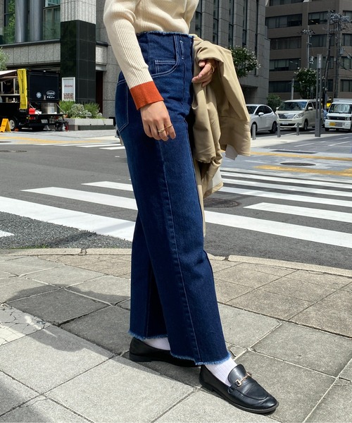 CPCM（シーピーシーエム）の「ピンタック×ハイウエストデニムワイドパンツ（デニムパンツ・レディース・ブラック/インディゴブルー/サックスブルー・FREE）」の13枚目の写真