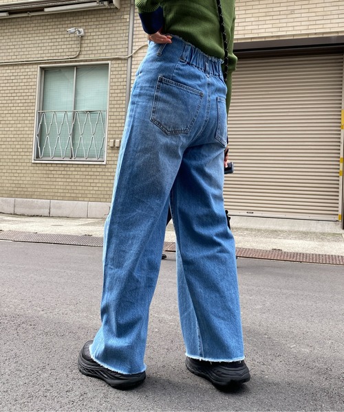 CPCM（シーピーシーエム）の「ピンタック×ハイウエストデニムワイドパンツ（デニムパンツ・レディース・ブラック/インディゴブルー/サックスブルー・FREE）」の16枚目の写真