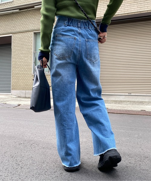 CPCM（シーピーシーエム）の「ピンタック×ハイウエストデニムワイドパンツ（デニムパンツ・レディース・ブラック/インディゴブルー/サックスブルー・FREE）」の6枚目の写真