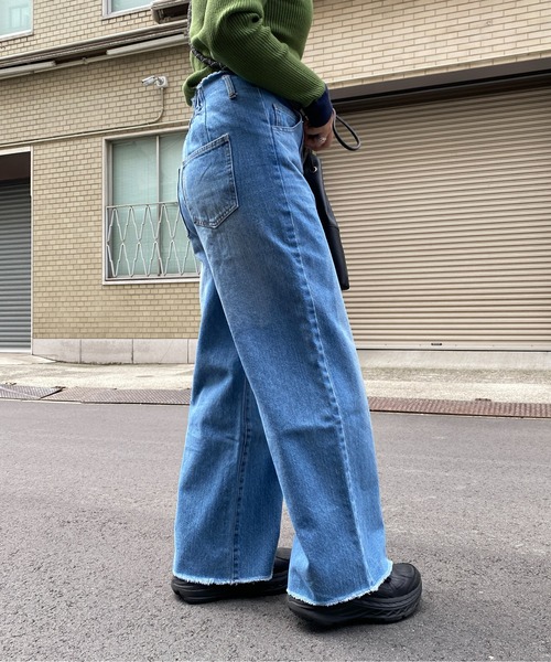 CPCM（シーピーシーエム）の「ピンタック×ハイウエストデニムワイドパンツ（デニムパンツ・レディース・ブラック/インディゴブルー/サックスブルー・FREE）」の14枚目の写真