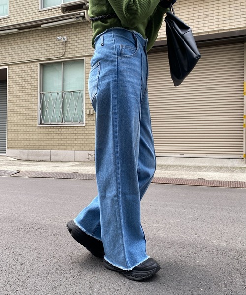 CPCM（シーピーシーエム）の「ピンタック×ハイウエストデニムワイドパンツ（デニムパンツ・レディース・ブラック/インディゴブルー/サックスブルー・FREE）」の19枚目の写真