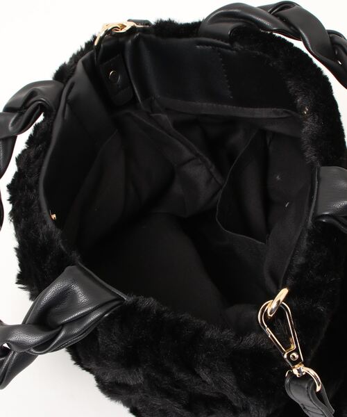 mimis（ミイーミイーズ）の「ケーブルエコファートート　2WAY　ショルダー紐付（トートバッグ・レディース・ブラック/ベージュ・FREE）」の5枚目の写真