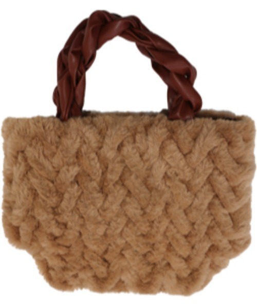 mimis（ミイーミイーズ）の「ケーブルエコファートート　2WAY　ショルダー紐付（トートバッグ・レディース・ブラック/ベージュ・FREE）」の8枚目の写真