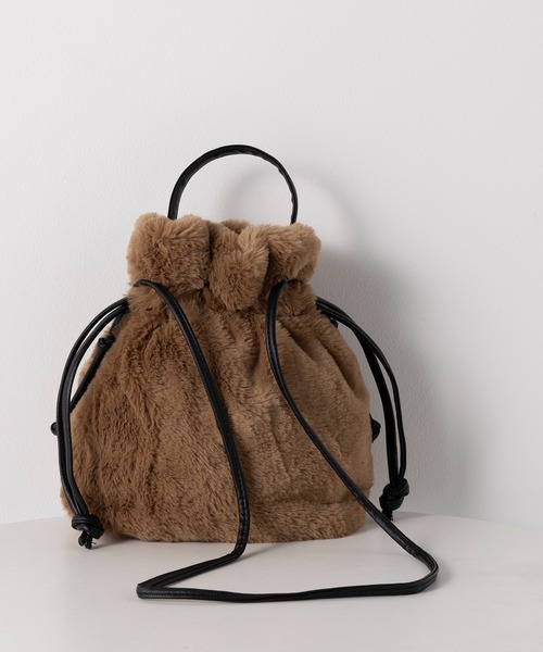 セール】【SETUP7】マイクロファー巾着バッグ 2WAYショルダー