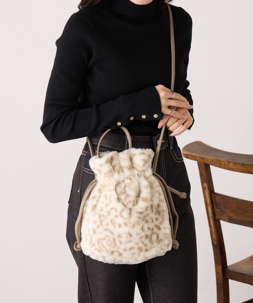 セール】【SETUP7】マイクロファー巾着バッグ 2WAYショルダー SNBD