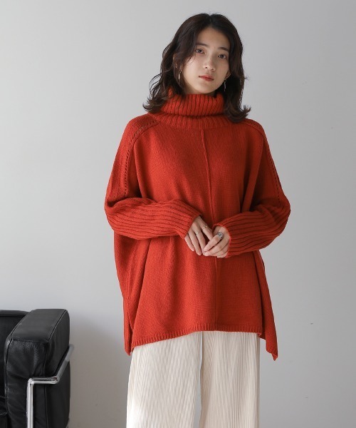 Bou Jeloud（ブージュルード）の「ピンタック入りニット（ニット/セーター・レディース・ブラック/レッド/カーキ/ブルー・FREE）」の6枚目の写真