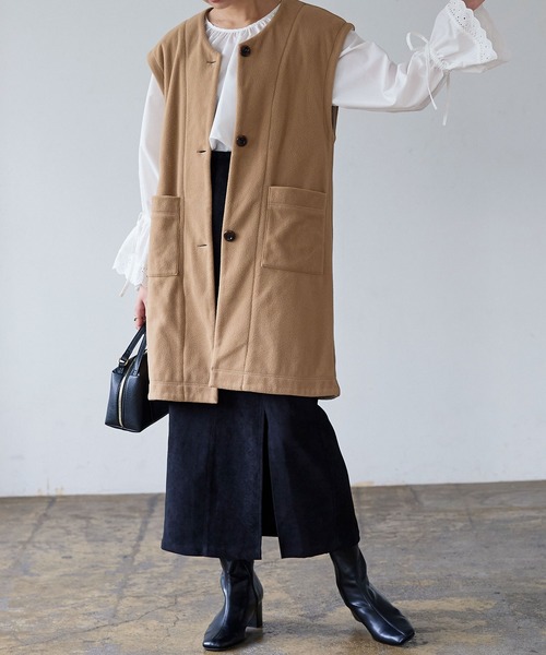 KOBE LETTUCE（コウベレタス）の「起毛ツイルフロントスリットナロースカート（スカート・レディース・ブラック/ホワイト系/ベージュ・FREE）」の4枚目の写真