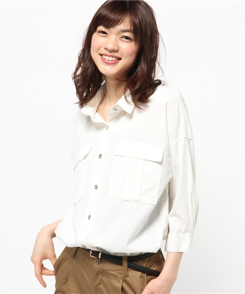 FRAMeWORK(フレームワーク)の「テンセルデニム ムネポケット シャツ。(シャツ/ブラウス・レディース・ネイビー/ブルー系その他/ホワイト・FREE)」の2枚目の写真