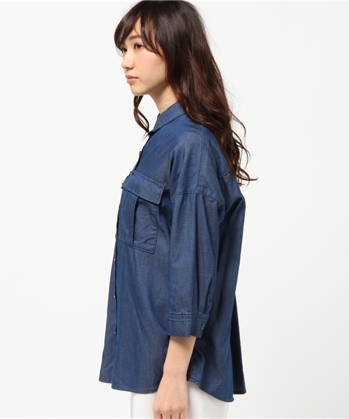FRAMeWORK(フレームワーク)の「テンセルデニム ムネポケット シャツ。(シャツ/ブラウス・レディース・ネイビー/ブルー系その他/ホワイト・FREE)」の5枚目の写真