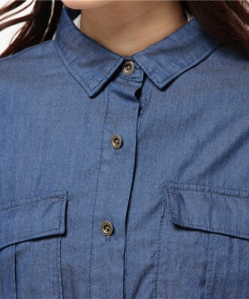 FRAMeWORK(フレームワーク)の「テンセルデニム ムネポケット シャツ。(シャツ/ブラウス・レディース・ネイビー/ブルー系その他/ホワイト・FREE)」の8枚目の写真
