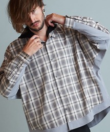 【NO ID.】Switching Hemline Hood Shirt / スイッチング ヘムライン フード シャツ