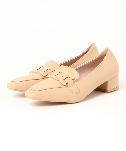 STYLEBLOCK(スタイルブロック)の「チェーン風装飾太ヒールローファーパンプス(パンプス・レディース・ブラック/ベージュ系その他/ホワイト系その他・37/39/34/38/36/35)」の8枚目の写真