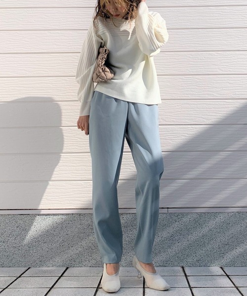 Q(キュー)の「針抜き切替ドルマンニット(ニット/セーター・レディース・ベージュ/アイボリー/ブラック/ライトブルー・MEDIUM)」の7枚目の写真