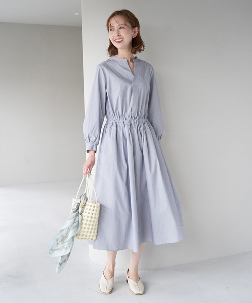 ROPE' PICNIC(ロペピクニック)の「着丈が選べる/ストライプワンピース(ワンピース・レディース・サックスブルー/ピンク系その他/ネイビー・T38/38)」の4枚目の写真